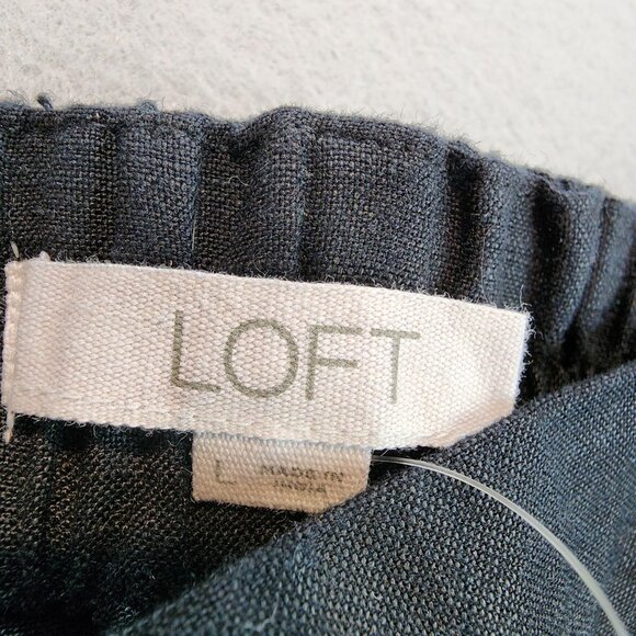 Loft Ann Taylor NEW Pleated Pull On Linen Blend Shorts Black Preppy Boat Short L - Picture 7 of 13